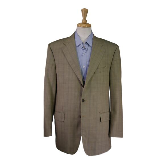 Faconnable by Cantarelli Gold Checkered Wool Sportcoat Blazer 44R - Picture 1 of 10